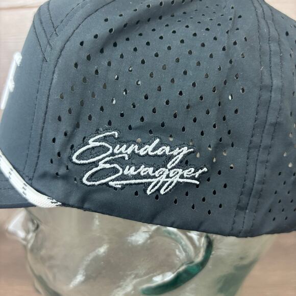 Sunday Swagger GOLF Snapback Hat Men's One Size Black Embroidered Flat Bill Cap - Picture 6 of 9
